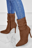 Amozae-Suede Pointed Toe Stiletto Mid-Calf Boots