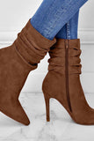 Amozae-Suede Pointed Toe Stiletto Mid-Calf Boots