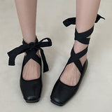 Amozae-back to school outfits Ballet Class Cross-Strap Flats