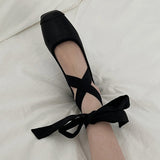 Amozae-back to school outfits Ballet Class Cross-Strap Flats