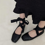 Amozae-back to school outfits Ballet Class Cross-Strap Flats