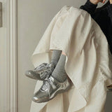 Amozae-back to school outfits Balletcore Aesthetic Satin Bow Sneakers