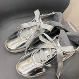 Amozae-back to school outfits Balletcore Aesthetic Satin Bow Sneakers