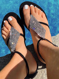 Amozae-Rhinestone Flip-Flop Sandals