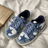 Amozae-back to school outfits Blue Jeans Aesthetic Sneakers