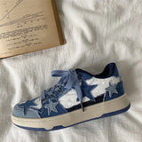 Amozae-back to school outfits Blue Jeans Aesthetic Sneakers