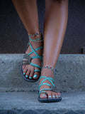 Amozae-Bohemian Rope Flat Sandals