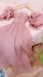 Amozae-Cyber Monday Christmas party outfits Modest A Line Off The Shoulder Pink Organza Long Prom Dresses Evening Dress C3067