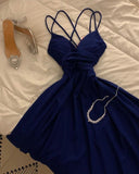 Amozae-Cyber Monday Christmas party outfits Modest A Line Spaghetti Straps Royal Blue Prom Dresses Evening Dress C3074