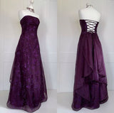 Amozae-Cyber Monday Christmas party outfits Vintage A Line Strapless Grape Lace Long Prom Dresses Evening Dress C3083