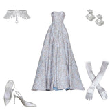 Amozae-Cyber Monday Christmas party outfits Elegant Ball Gown Strapless Light Sky Blue Lace Long Prom Dresses Evening Dress C3140