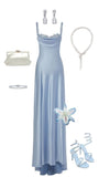 Amozae-Cyber Monday Christmas party outfits Pretty A line Straps Light Sky Blue Satin Long Party Dress Prom Dresses C3142