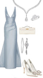 Amozae-Cyber Monday Christmas party outfits Pretty Sheath V Neckline Light Sky Blue Satin Long Party Dress Prom Dresses C3143