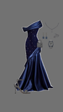 Amozae-Cyber Monday Christmas party outfits Pretty Mermaid One Shoulder Navy Blue Satin Long Party Dress Prom Dresses C3144