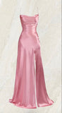 Amozae-Cyber Monday Christmas party outfits Simple Mermaid Pink Spaghetti Straps Long Prom Dress with Split C3164