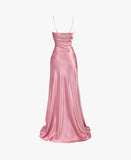 Amozae-Cyber Monday Christmas party outfits Simple Mermaid Pink Spaghetti Straps Long Prom Dress with Split C3164