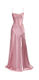 Amozae-Cyber Monday Christmas party outfits Simple Mermaid Pink Spaghetti Straps Long Prom Dress with Split C3164