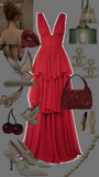 Amozae-Cyber Monday Christmas party outfits Elegant A Line V Neckline Chiffon Red Long Prom Dresses Evening Dress C3168