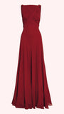 Amozae-Cyber Monday Christmas party outfits Elegant A Line Sleeveless Chiffon Red Long Prom Dresses Evening Dress C3169