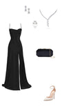 Amozae-Cyber Monday Christmas party outfits Elegant Mermaid Spaghetti Straps Black Slit Long Prom Dresses Party Dress C3170