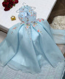 Amozae-Cyber Monday Christmas party outfits Classy A line High Neckline Light Blue Tulle Lace Prom Dresses Evening Dress C3178