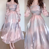 Amozae-Cyber Monday Christmas party outfits Classy A Line Square Neckline Pink Prom Dresses Evening Dress C3186