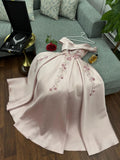 Amozae-Cyber Monday Christmas party outfits Elegant A Line Off The Shoulder Satin Pink Lace Appliques Long Prom Dresses Party Dress C3187