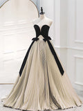 Amozae-Cyber Monday Christmas party outfits Pretty Ball Gown Strapless Tulle Layers Long Champagne Ruffles Prom Dresses Sweet 16 Dresses With Gloves C3220