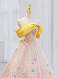 Amozae-Cyber Monday Christmas party outfits Cute Ball Gown Strapless Flowers Pink Evening Dress Prom Dress C3223