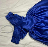 Amozae-Cyber Monday Christmas party outfits Sexy A line Off The Shoulder Royal Blue Prom Dress With Pleated Long Satin Prom Dresses Party Dress C3300