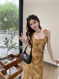 Amozae-dress to impress party dress nye outfits women's summer oil painting printed suspender dress YM1181