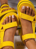 Amozae-Velcro Strap Flat Sandals