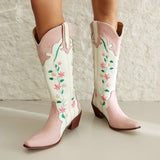 Amozae-back to school outfits Canyon Town Floral Cowboy Boots