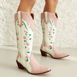 Amozae-back to school outfits Canyon Town Floral Cowboy Boots