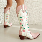 Amozae-back to school outfits Canyon Town Floral Cowboy Boots