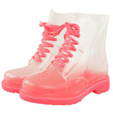 Amozae-back to school outfits Clear Lace Up Boots