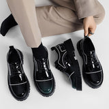 Amozae- Seogye Contrast Piping Patent Derby Shoes