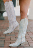 Amozae-Alice Rhinestone Boots-Silver