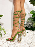 Amozae-Metallic Sculptural Heeled Thong Sandals