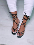 Amozae-Cross Strapping Flat Sandals