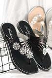 Amozae-Flower Rhinestone Flip Flop Flat Sandals