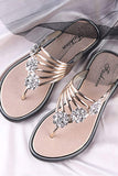 Amozae-Flower Rhinestone Flip Flop Flat Sandals