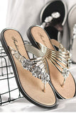 Amozae-Flower Rhinestone Flip Flop Flat Sandals