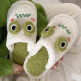 Amozae-back to school outfits Frog Fuzzy Slippers