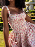 Amozae-nye outfits back to school dress  Natassia White Rosebud Print Cotton Mini Dress