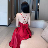 Amozae-dress to impress party dress nye outfits Red Backless Summer Dress   YM1495