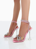 Amozae-Sparkling Bow Square Toe High Heels
