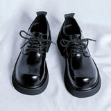 Amozae- Gusan Extra Round Toe Glossy Derby Shoes