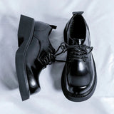 Amozae- Gusan Extra Round Toe Glossy Derby Shoes