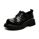 Amozae- Gusan Extra Round Toe Glossy Derby Shoes